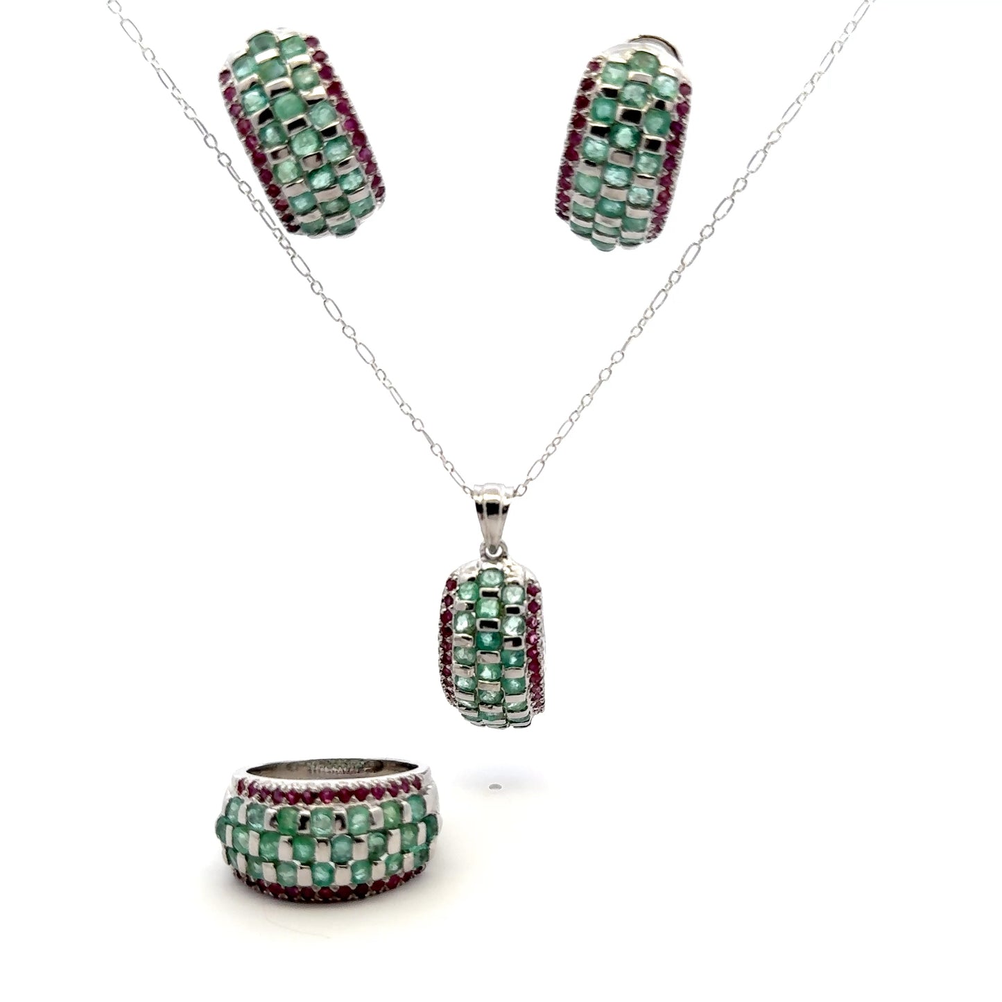 Emerald & Ruby Jewelry Set