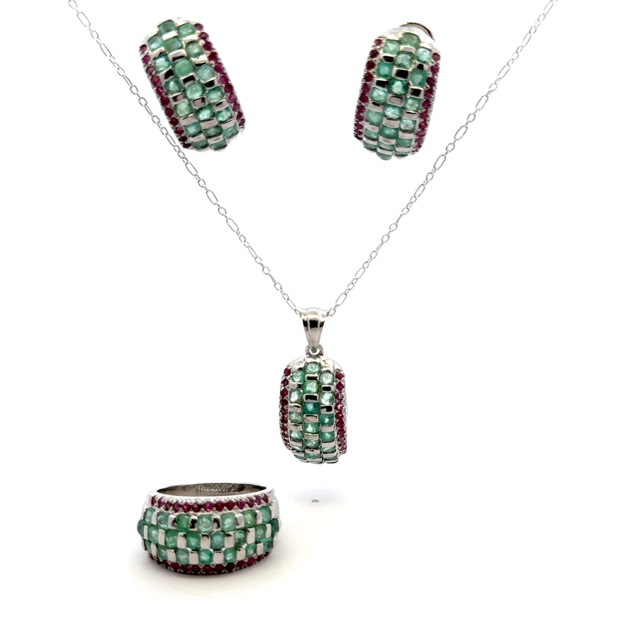 Emerald & Ruby Jewelry Set