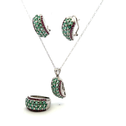 Emerald & Ruby Jewelry Set