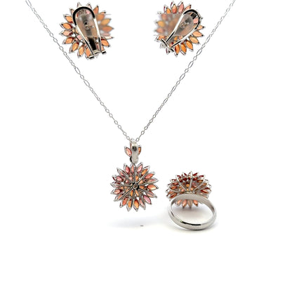 Jewelry Set: Orange Sapphire Earrings, Pendant & Ring Collection