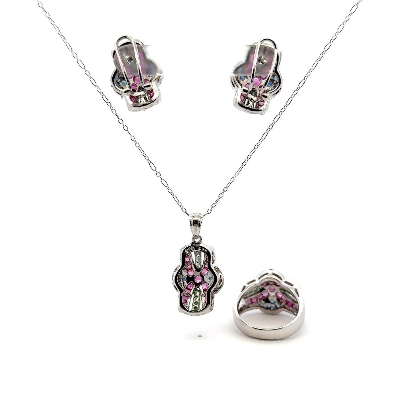 Jewelry Set: Ruby, Sapphire & Emerald