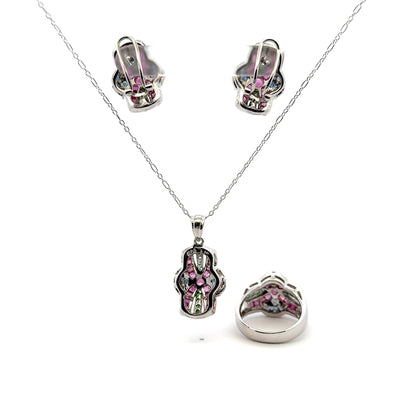 Jewelry Set: Ruby, Sapphire & Emerald