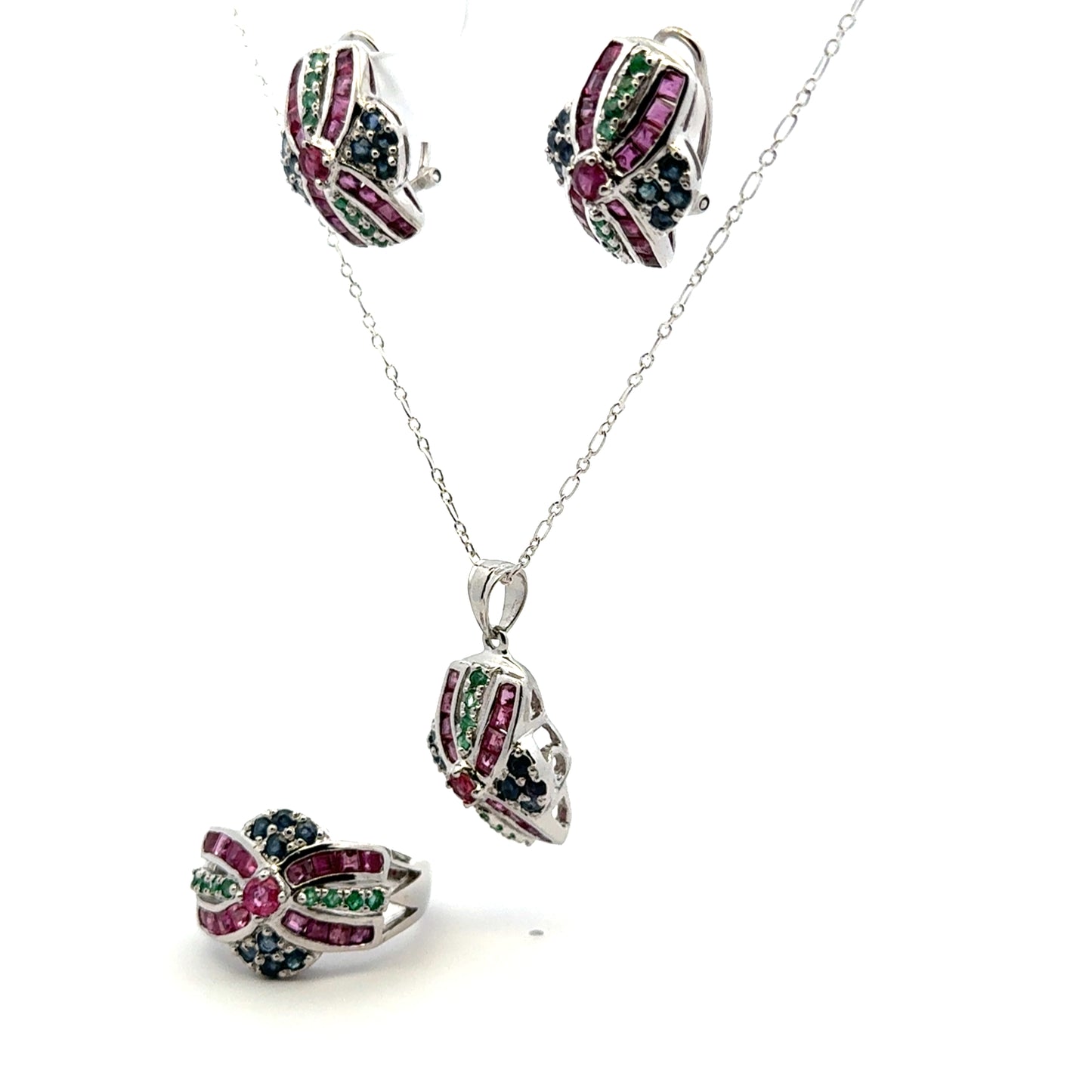 Jewelry Set: Ruby, Sapphire & Emerald