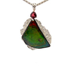 Ammolite & AAAA Raspberry Garnet Pendant