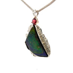Ammolite & AAAA Raspberry Garnet Pendant