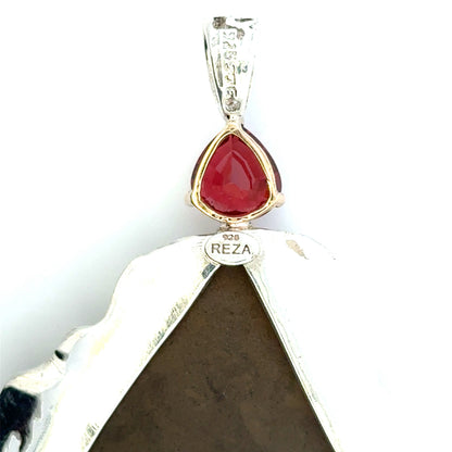 Ammolite & AAAA Raspberry Garnet Pendant
