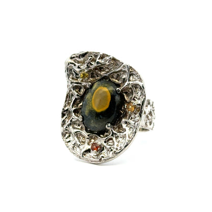 Bumble Bee Jasper & Sapphire Ring