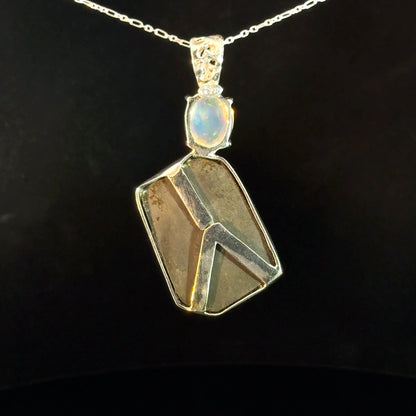 Ammolite & Mexican Jelly Opal Pendant