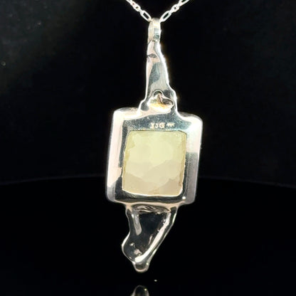 White Druzy Quartz Freeform Pendant