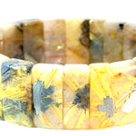 Bracelet: Golden Rutilated Quartz With Hematite Crystal Bangle Bracelet