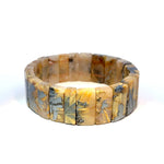 Bracelet: Golden Rutilated Quartz With Hematite Crystal Bangle Bracelet