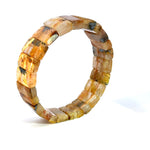 Bracelet: Golden Rutilated Quartz With Hematite Crystal Bangle Bracelet
