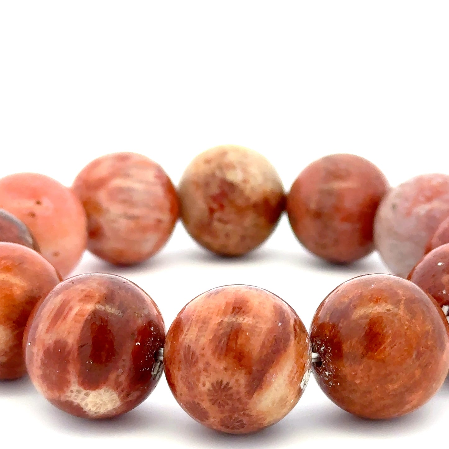 Bracelet: Unique Red Fossilized Coral, Natural Color