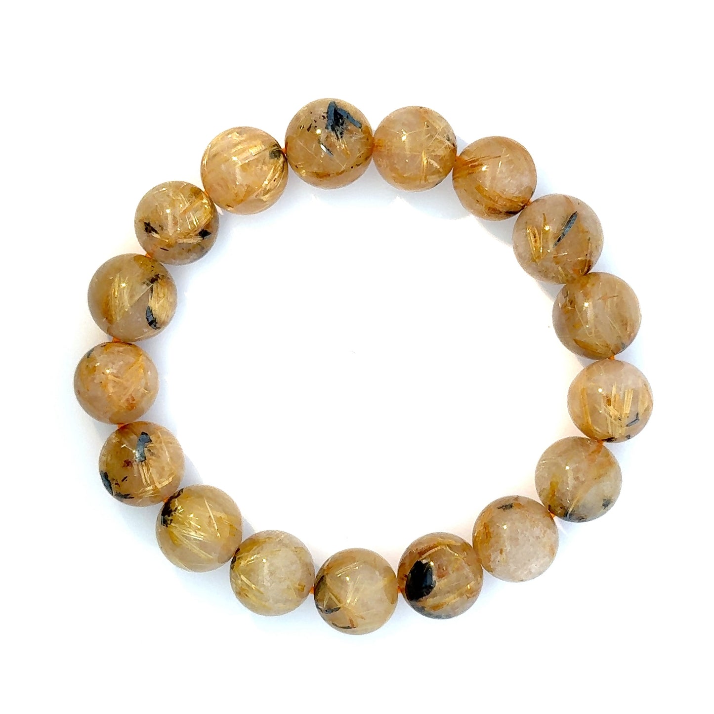 Bracelet: Golden Rutilated With Hemitite Bracelet