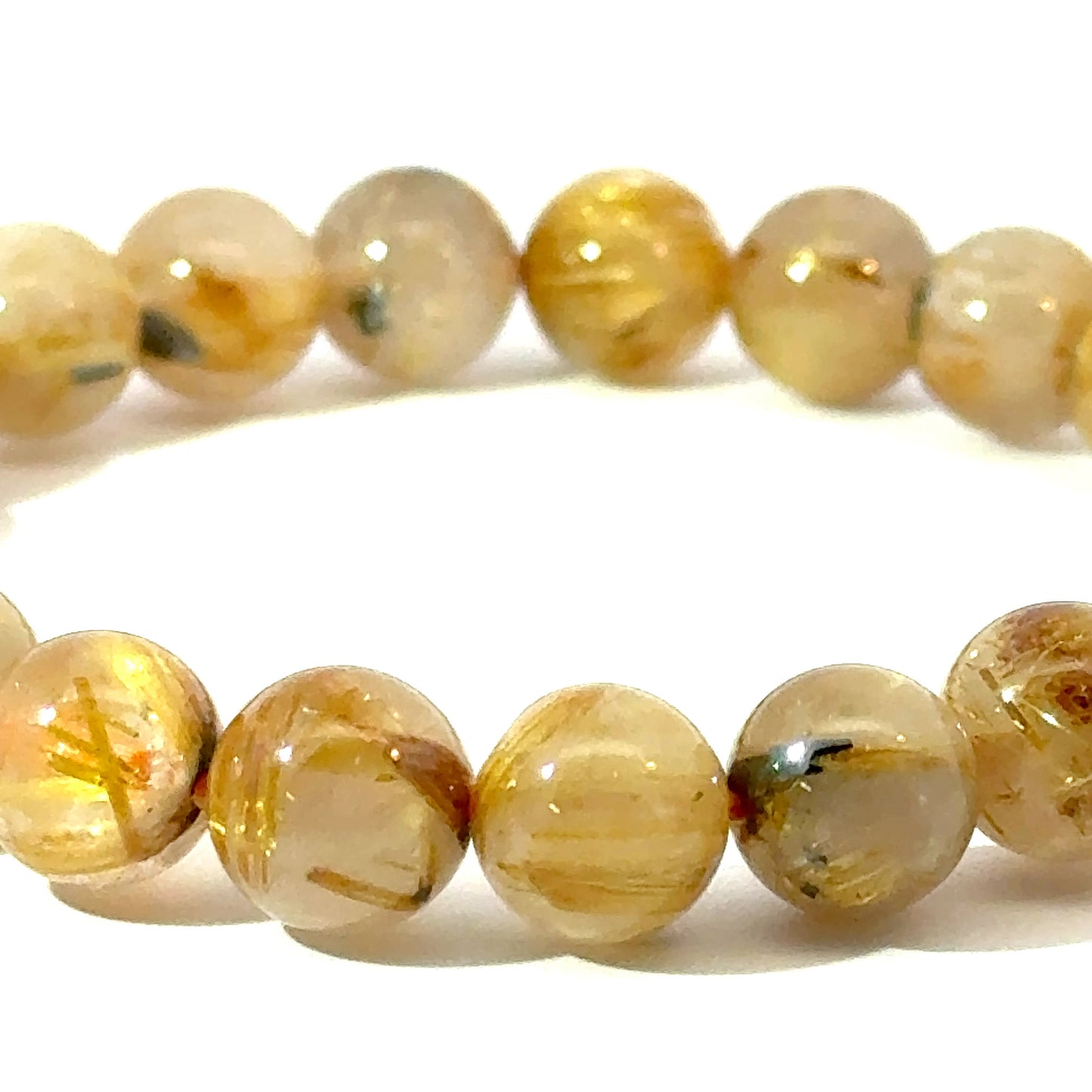 Bracelet: Golden Rutilated With Hemitite Bracelet