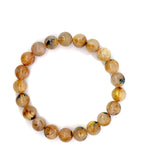Bracelet: Golden Rutilated With Hemitite Bracelet