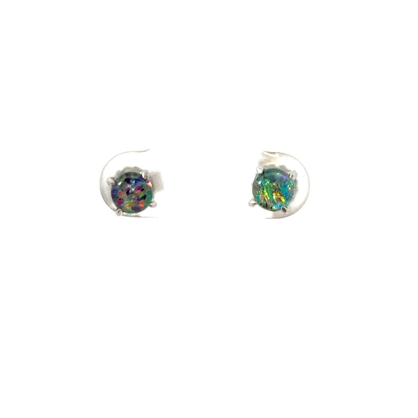 Australian Triplet Round Opal Earrings – Elegant Natural Gemstone Jewelry for Special Occasions
