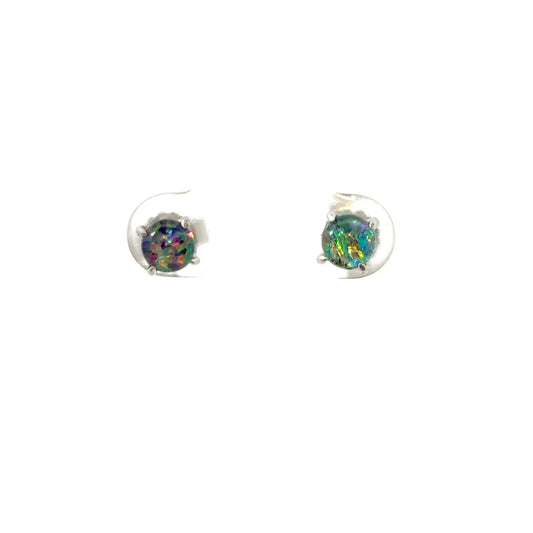 Australian Triplet Round Opal Earrings – Elegant Natural Gemstone Jewelry for Special Occasions