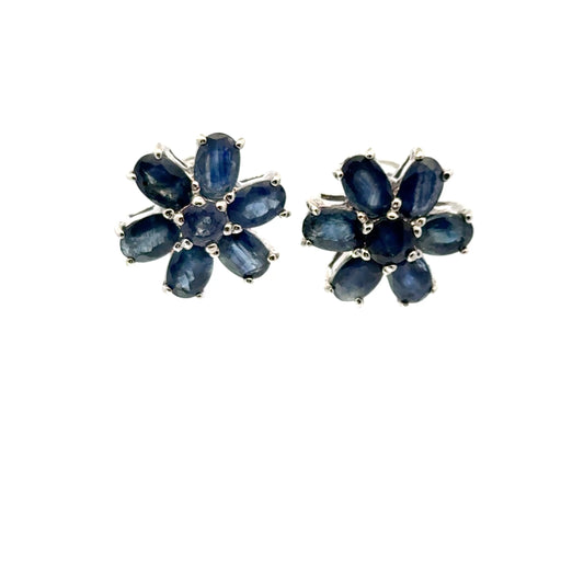 Sapphire Flower-Shaped Earrings – Elegant Gemstone Jewelry with Floral Design