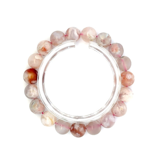 Sakura Agate Bracelet – Natural Pink & White Gemstone Jewelry