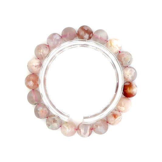 Sakura Agate Bracelet – Natural Pink & White Gemstone Jewelry - (AAA Quality)