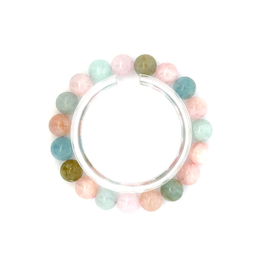 Morganite & Aquamarine Bracelet – Natural Pink & Blue Gemstone Jewelry