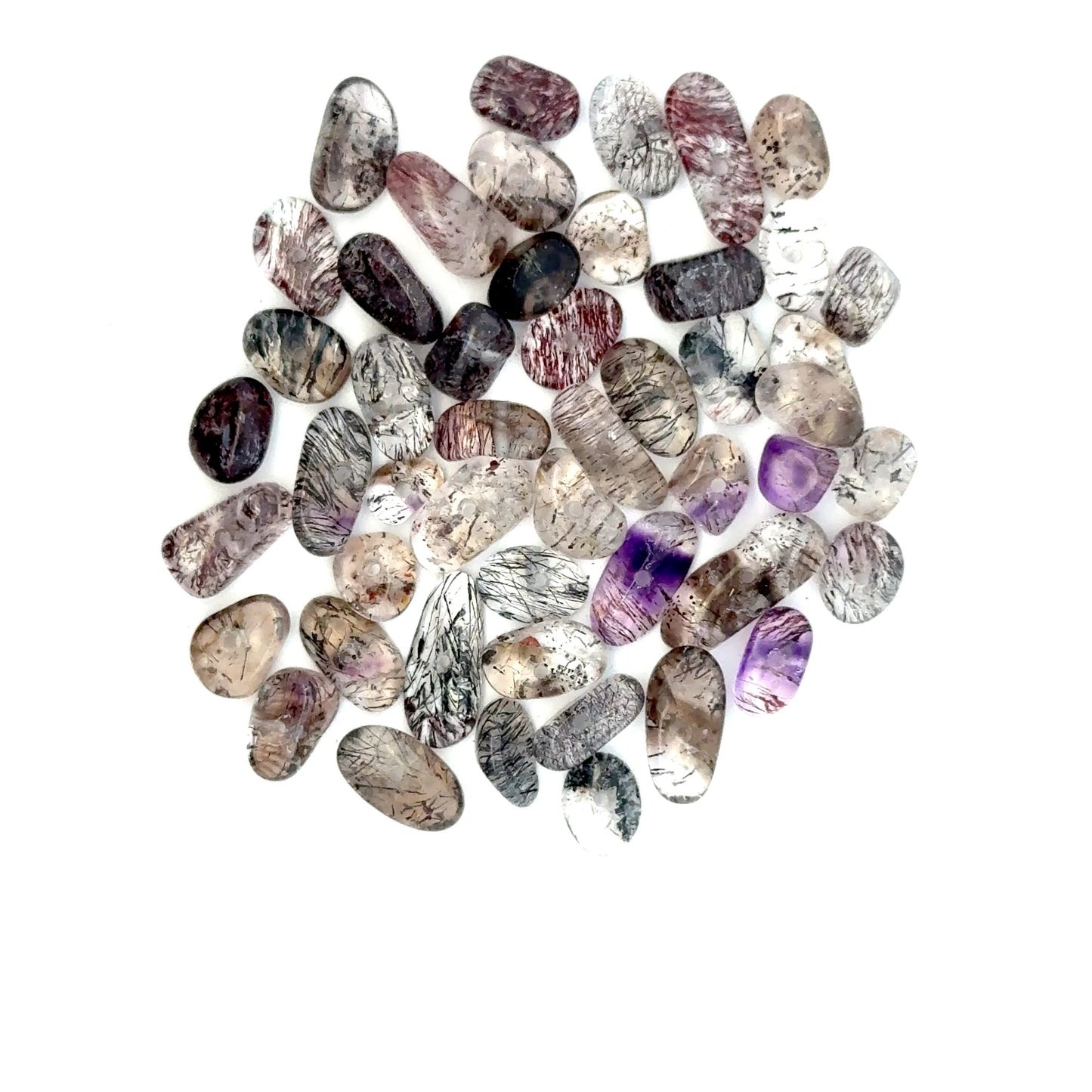 Super Seven / Sacred Seven Crystal Tumbled Face-Drilled Beads