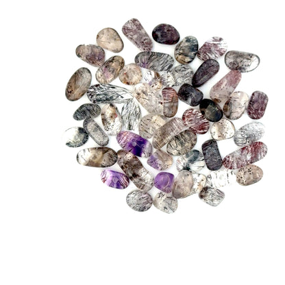 Super Seven / Sacred Seven Crystal Freeform Tumbled Face-Drilled Beads