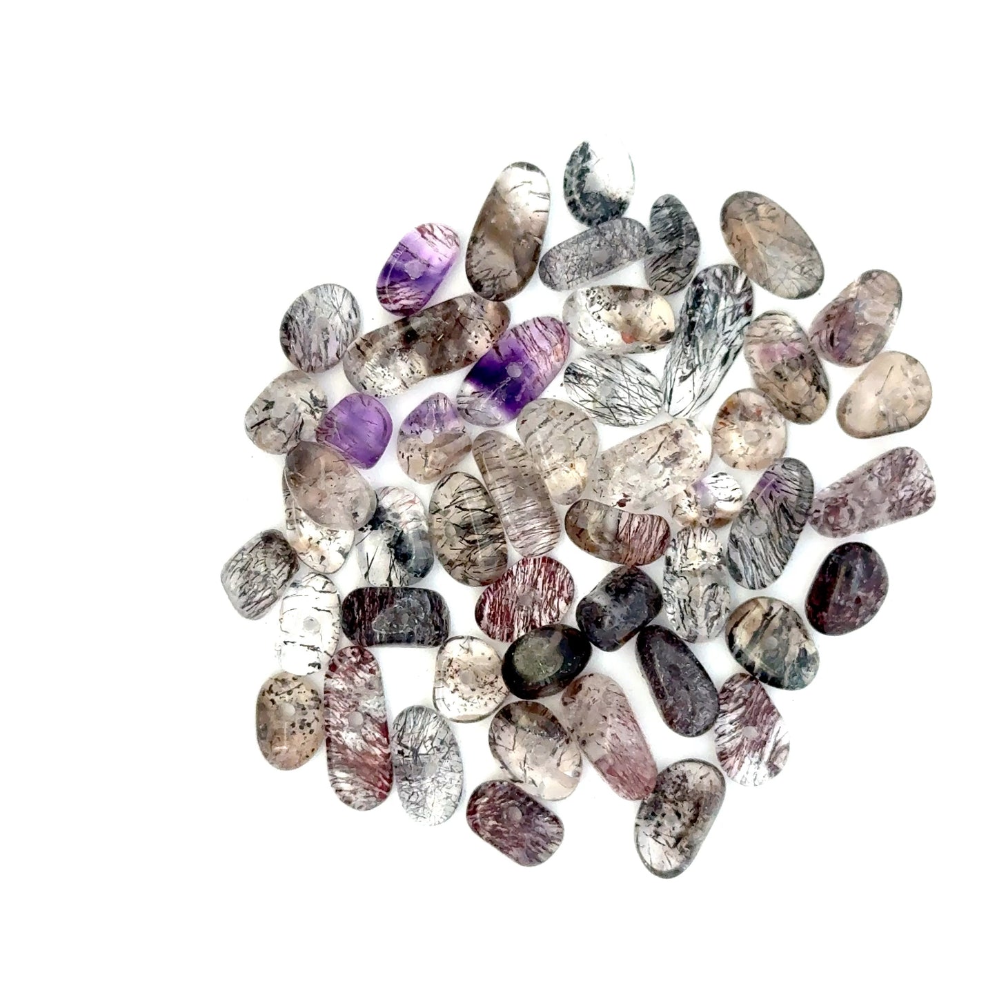 Super Seven / Sacred Seven Crystal Tumbled Face-Drilled Beads