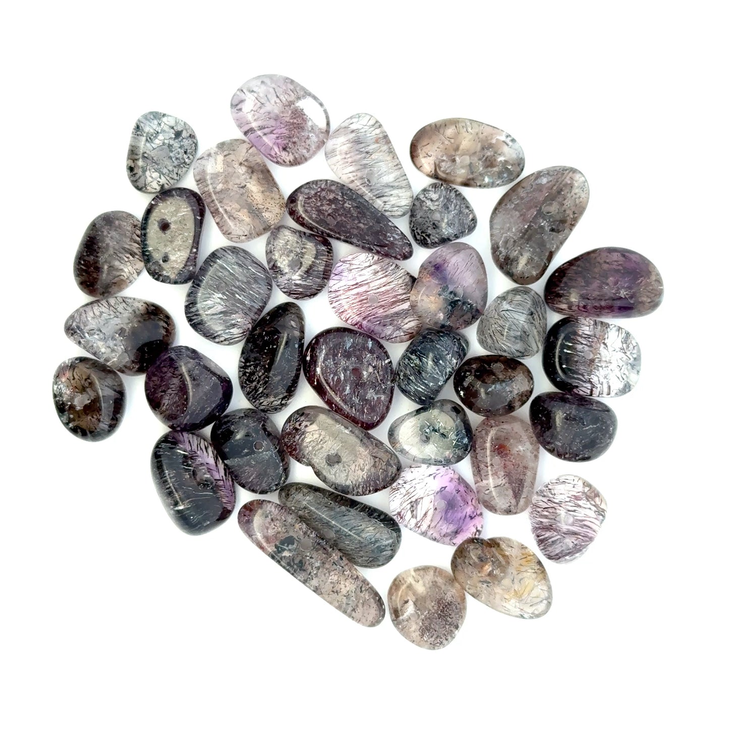 Sacred Seven / Super Seven Tumbled Beads, Face Drilled