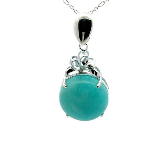 AAAA Amazonite Peruvian 925 Sterling Silver Crown Pendant– Simple & Elegant Gemstone Jewelry