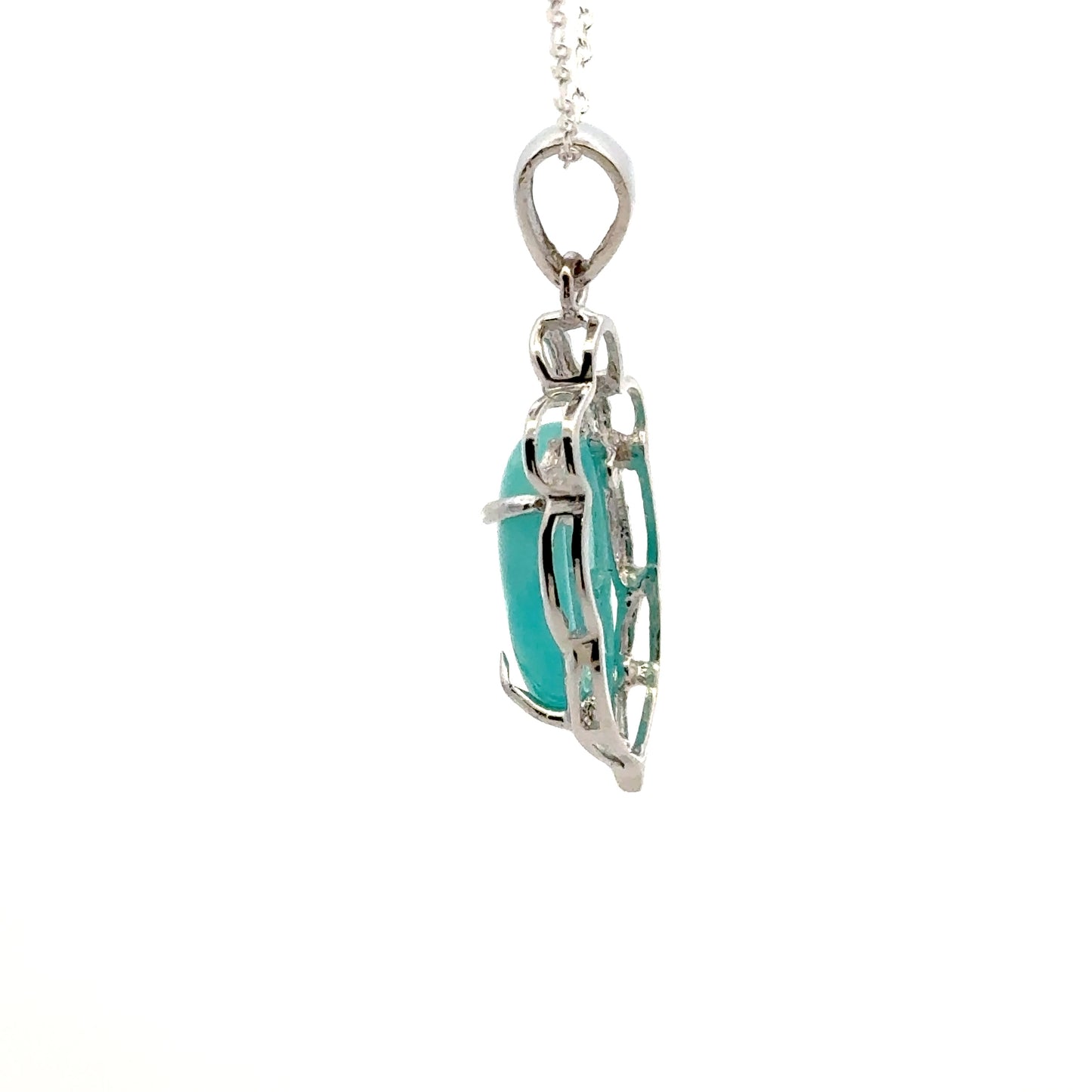 AAAA Amazonite Peruvian Pendant 925 Sterling Silver with Flower Design Accent