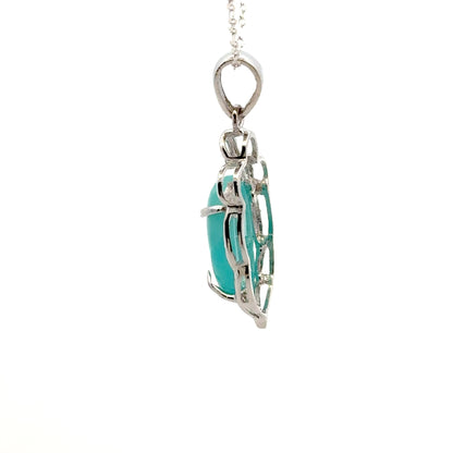 AAAA Amazonite Peruvian Pendant 925 Sterling Silver with Flower Design Accent