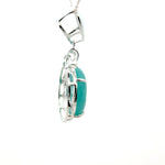 Peruvian AAAA Amazonite Pendant – 925 Silver Pendant Featuring Circular Stone & Flower Accent