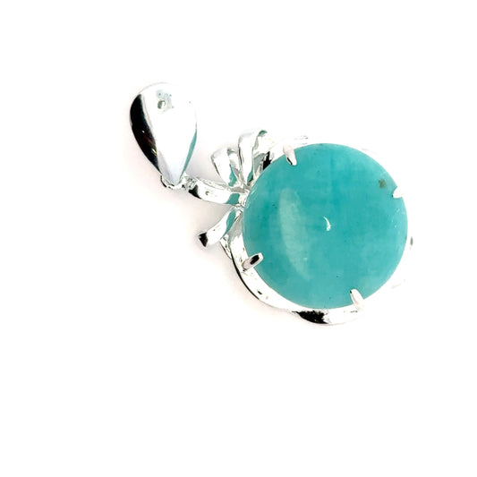 AAAA Amazonite Pendant – Unique Sterling Silver Jewelry with Round Amazonite Stone
