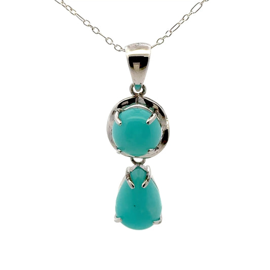 Peruvian AAAA Amazonite Pendant – 925 Sterling Silver with Pearl & Round Stones