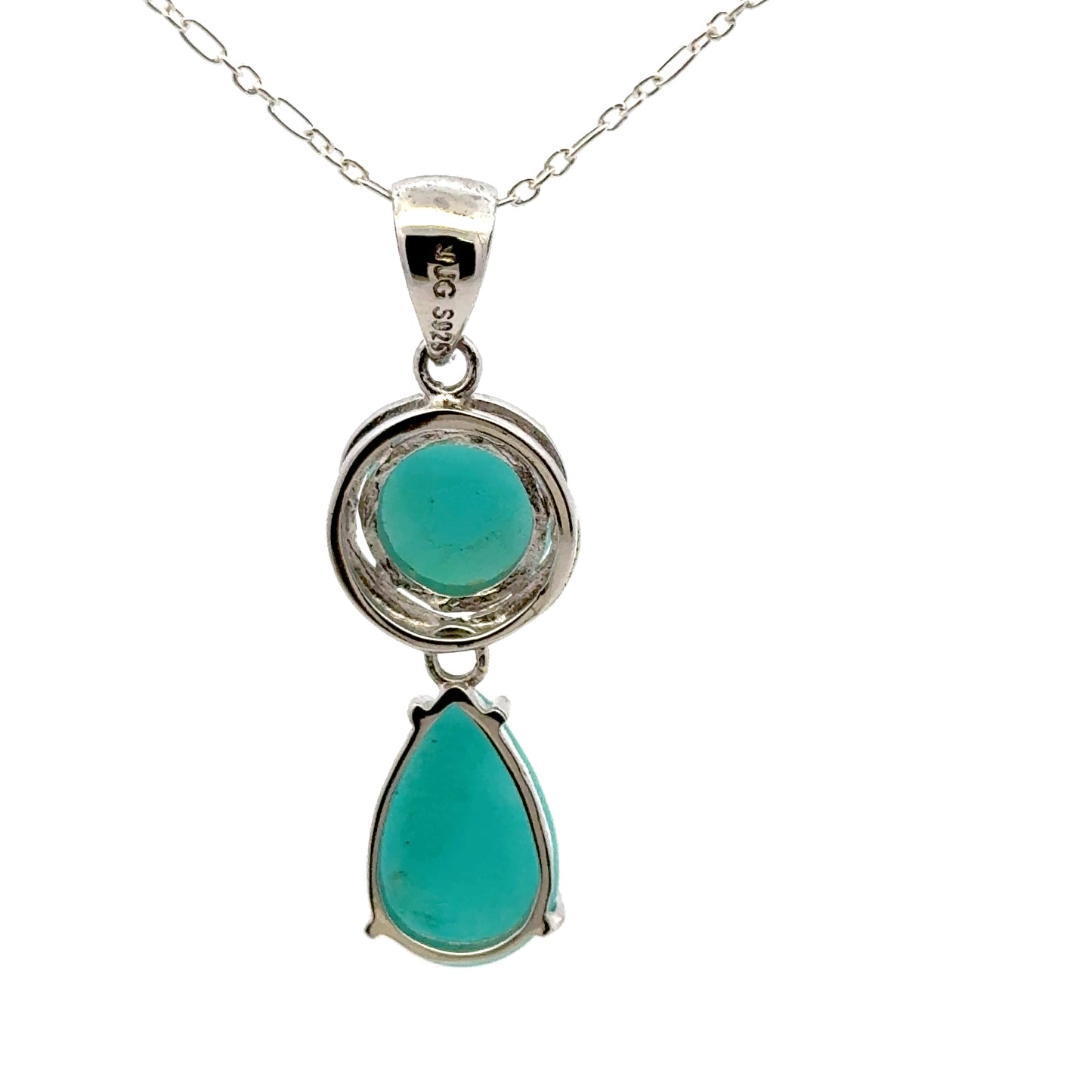 Peruvian AAAA Amazonite Pendant – 925 Sterling Silver with Pearl & Round Stones
