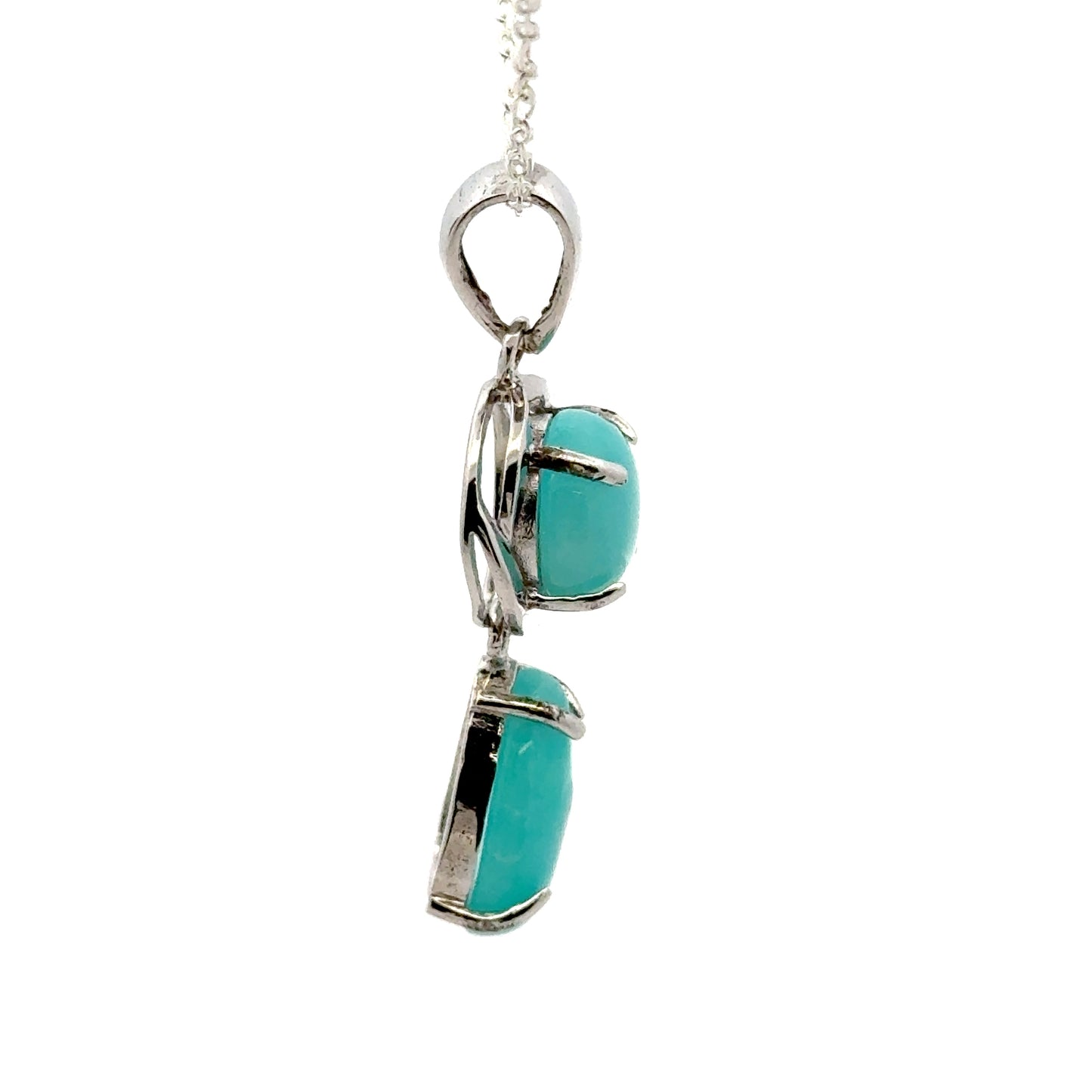 Peruvian AAAA Amazonite Pendant – 925 Sterling Silver with Pearl & Round Stones