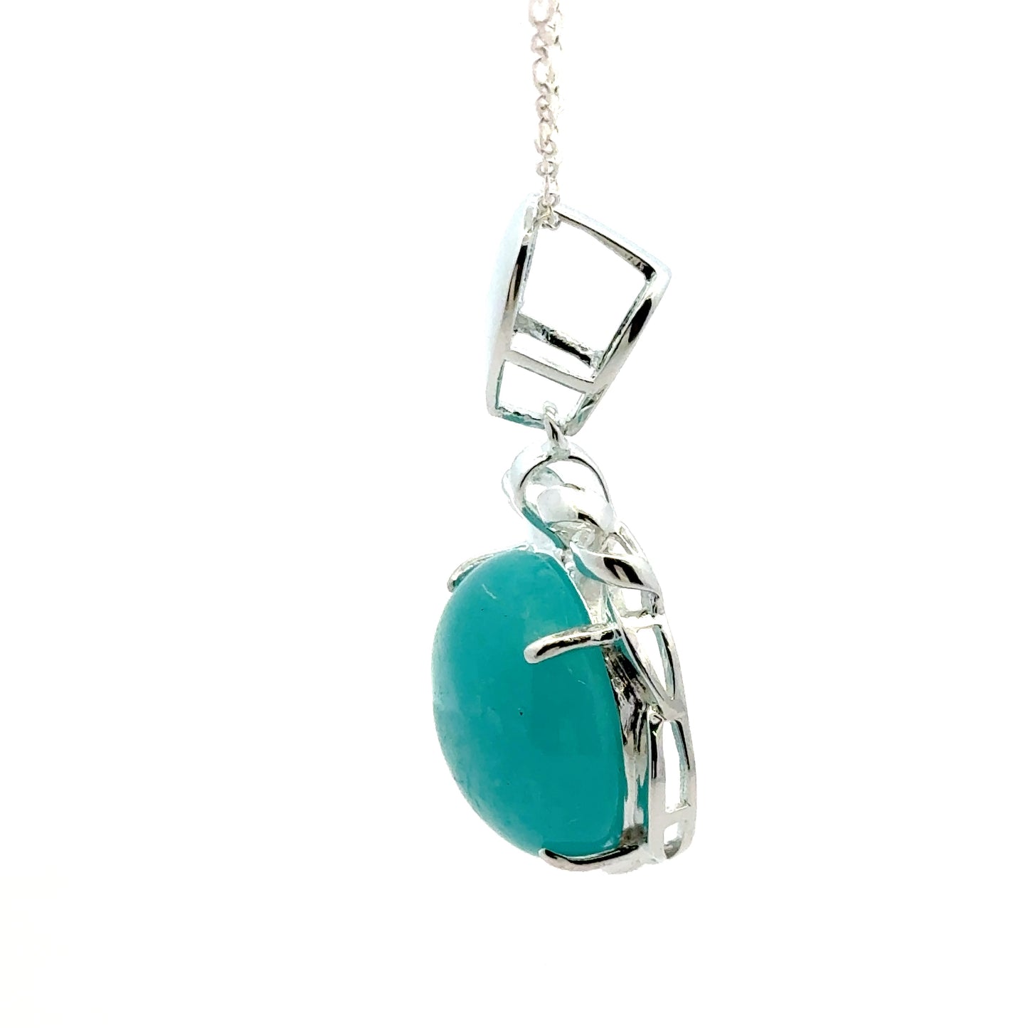 AAAA Amazonite Pendant – Unique Sterling Silver Jewelry with Round Amazonite Stone