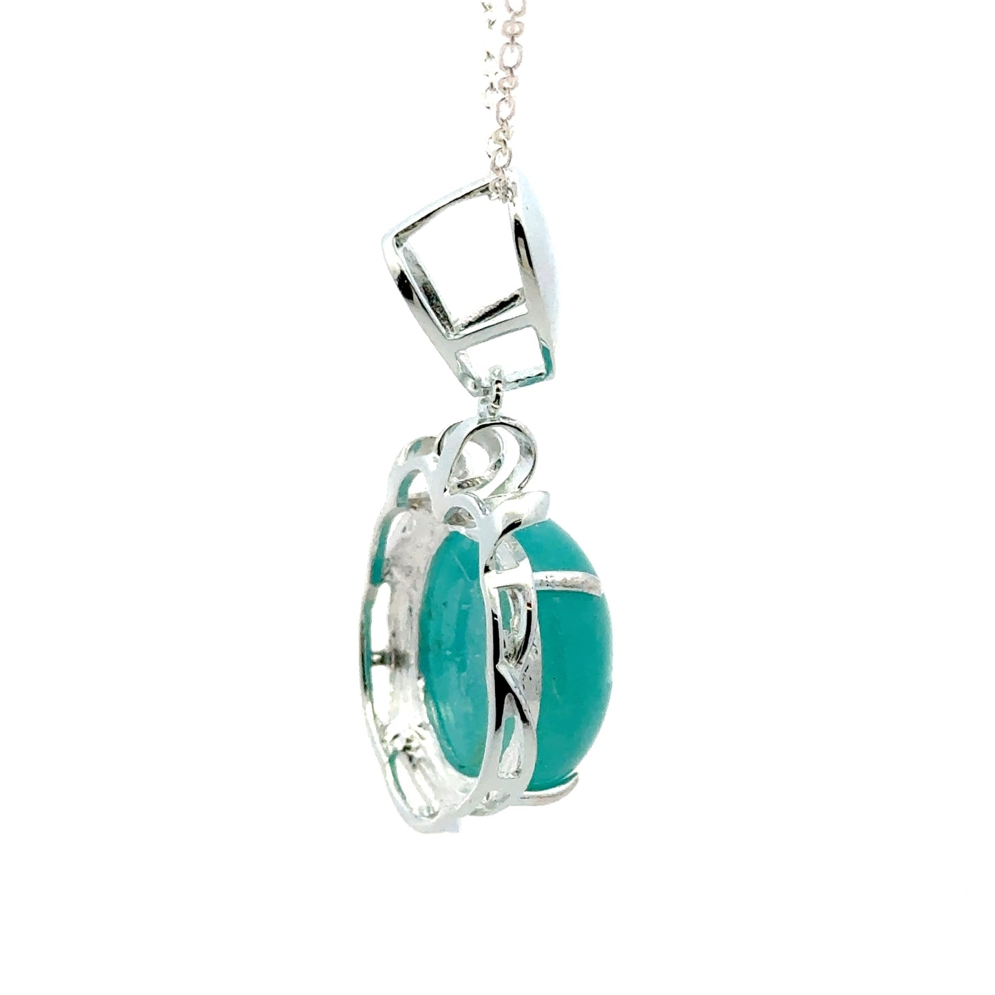 AAAA Amazonite Pendant – Unique Sterling Silver Jewelry with Round Amazonite Stone