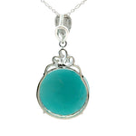 AAAA Amazonite Peruvian Pendant – Unique 925 Silver Jewelry Featuring Round Stone in Crown Setting
