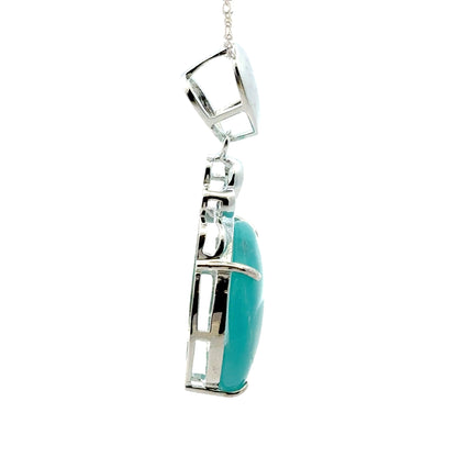 AAAA Amazonite Peruvian Pendant – Unique 925 Silver Jewelry Featuring Round Stone in Crown Setting