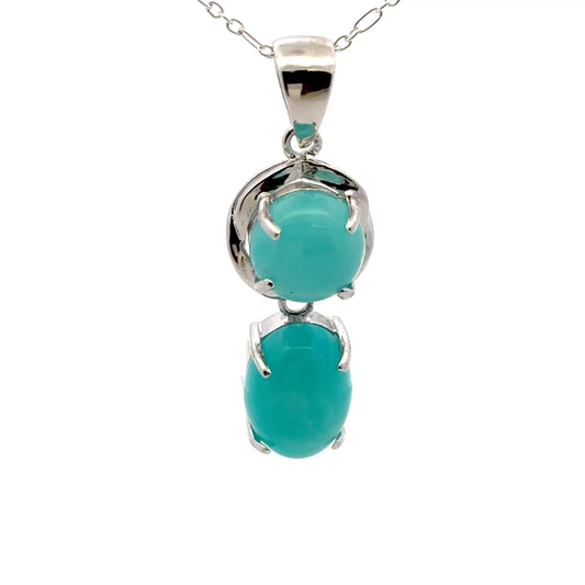 AAAA Amazonite Peruvian Pendant – Unique 925 Silver Pendant Featuring Round and Oval Stone