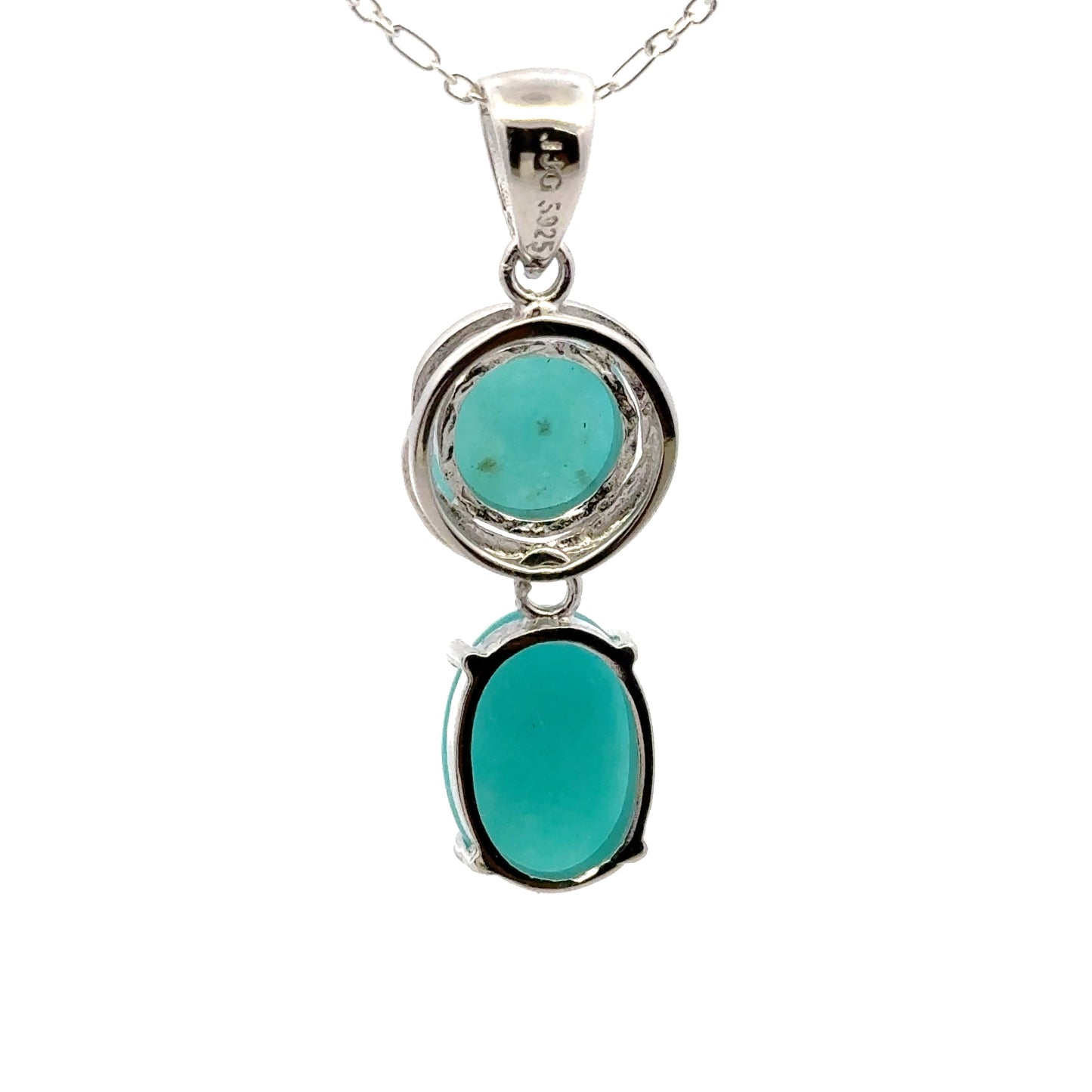 AAAA Amazonite Peruvian Pendant – Unique 925 Silver Pendant Featuring Round and Oval Stone