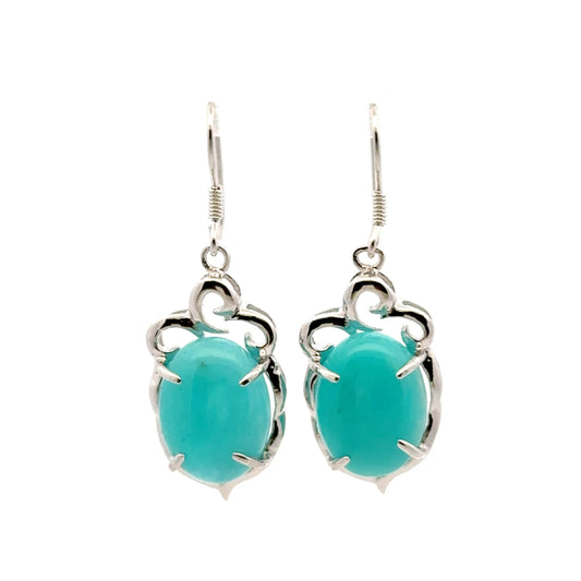 Amazonite Earrings – 925 Sterling Silver Flower-Shaped Gemstone Jewelry