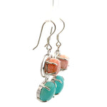 Amazonite Earrings – 925 Sterling Silver with Round Amazonite & Oval Rhodochrosite