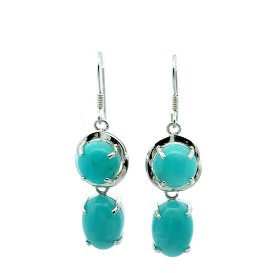 925 Silver Amazonite Earrings – Elegant Jewelry Featuring Oval and Round Amazonite