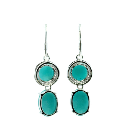 925 Silver Amazonite Earrings – Elegant Jewelry Featuring Oval and Round Amazonite