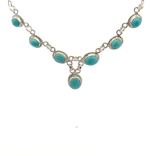 Handmade Persian Natural Turquoise Necklace – Resizable Handmade 925 Sterling Silver Jewelry