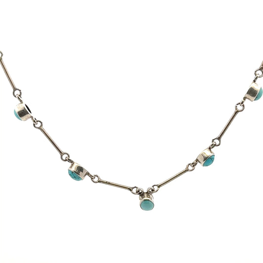 Natural Persian Turquoise Necklace – Elegant Handmade 925 Sterling Silver Jewelry